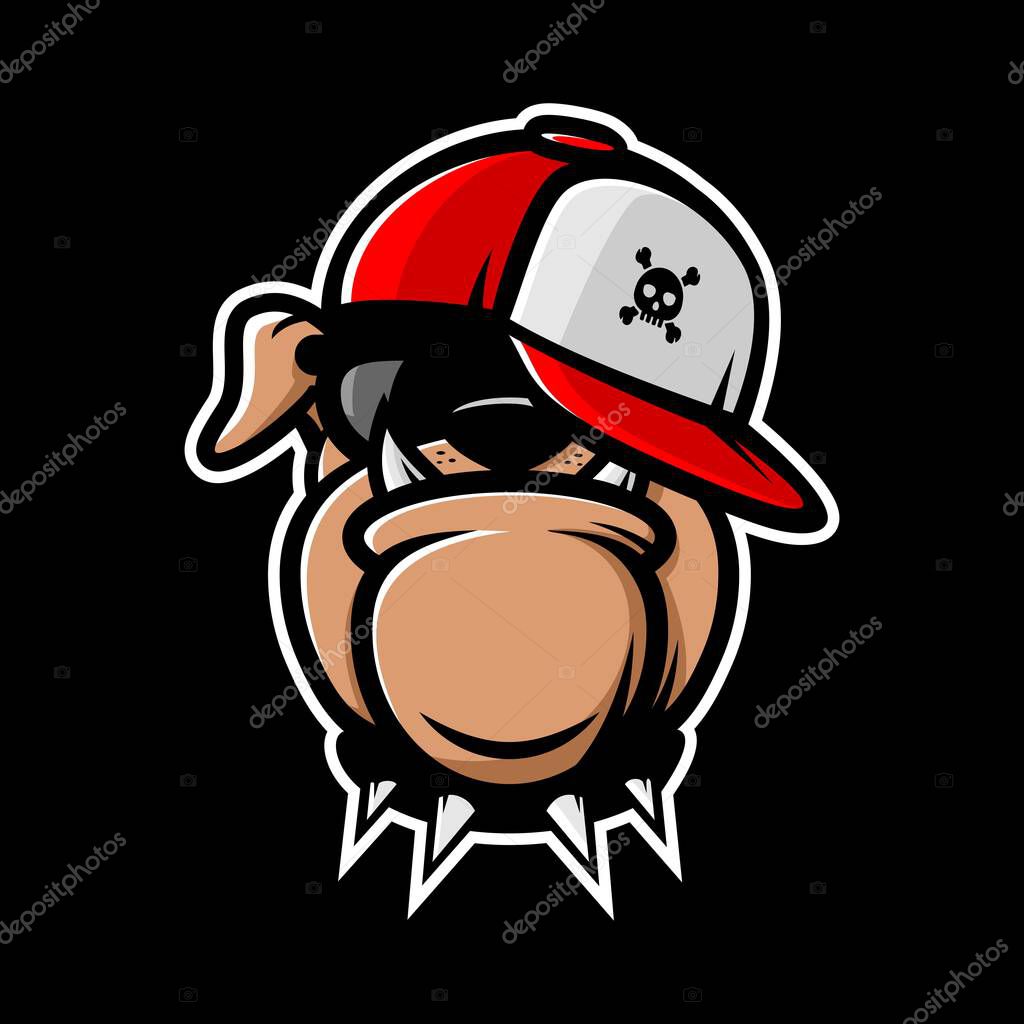 Bulldog vector design wearing hat, dog head