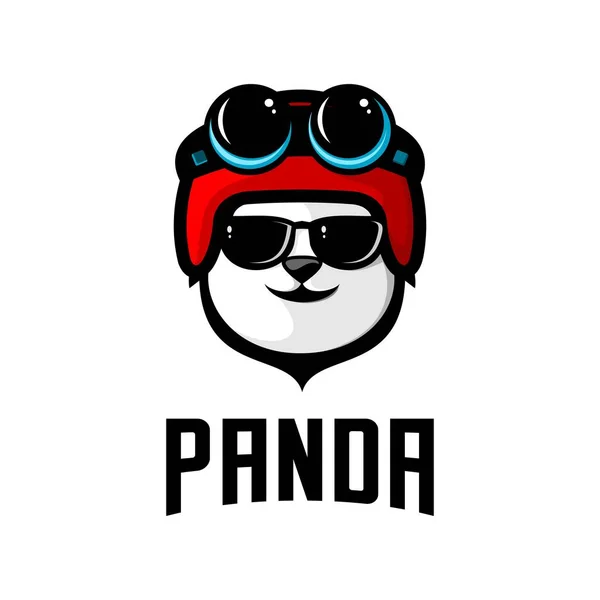 Diseño Vectorial Panda Con Casco Motociclista — Vector de stock
