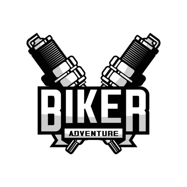Motocicleta Bujía Vector Biker Logo Vector — Archivo Imágenes Vectoriales
