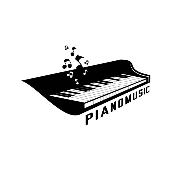 Vector Piano Fondo Blanco Silueta Piano — Vector de stock