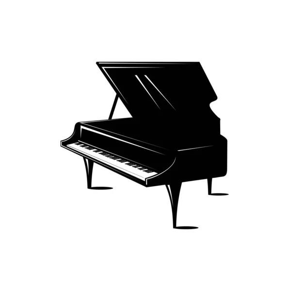 Vector Piano Fondo Blanco Silueta Piano — Vector de stock