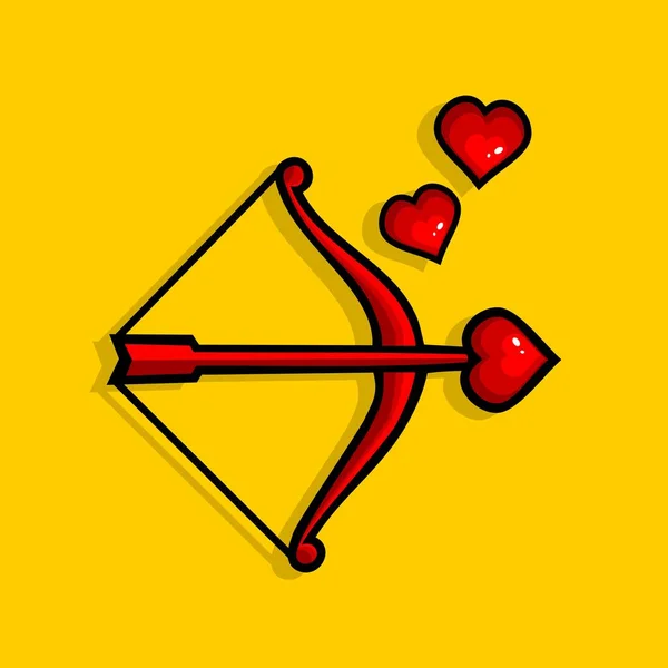 黄色の背景にベクトルデザインの愛 — ストックベクタ