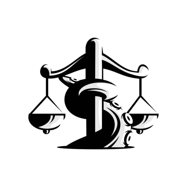 Восьминіг Щупальця Обгорнуті Навколо Масштабів Справедливості Векторний Дизайн Ілюстрації — стоковий вектор