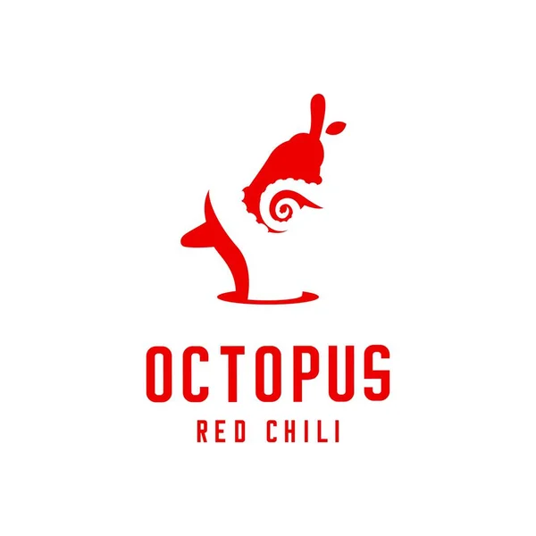 Ilustração Vetorial Polvo Tentáculo Envolto Chili Vermelho —  Vetores de Stock