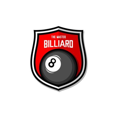 Beyaz arkaplanda bilardo topu logosunun vektör çizimi