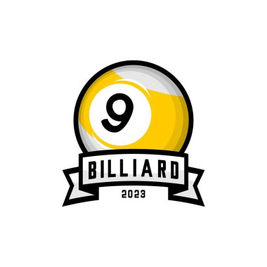 Beyaz arkaplanda bilardo topu logosunun vektör çizimi