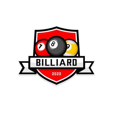 Beyaz arkaplanda bilardo topu logosunun vektör çizimi