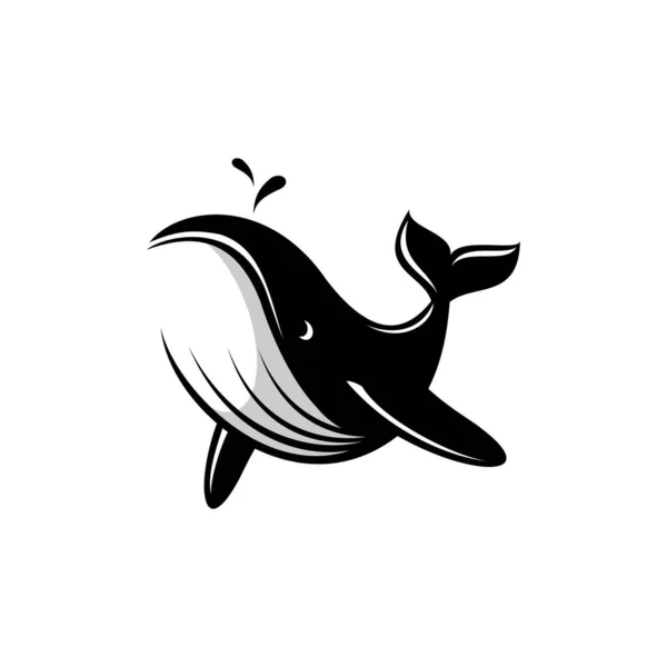 Jumping Blue Whale Logo Vector — Stock Vector