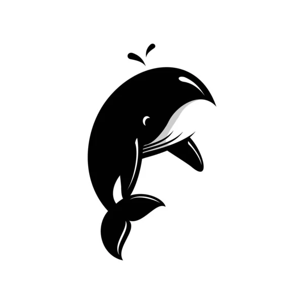 Jumping Blue Whale Logo Vector — Stock Vector