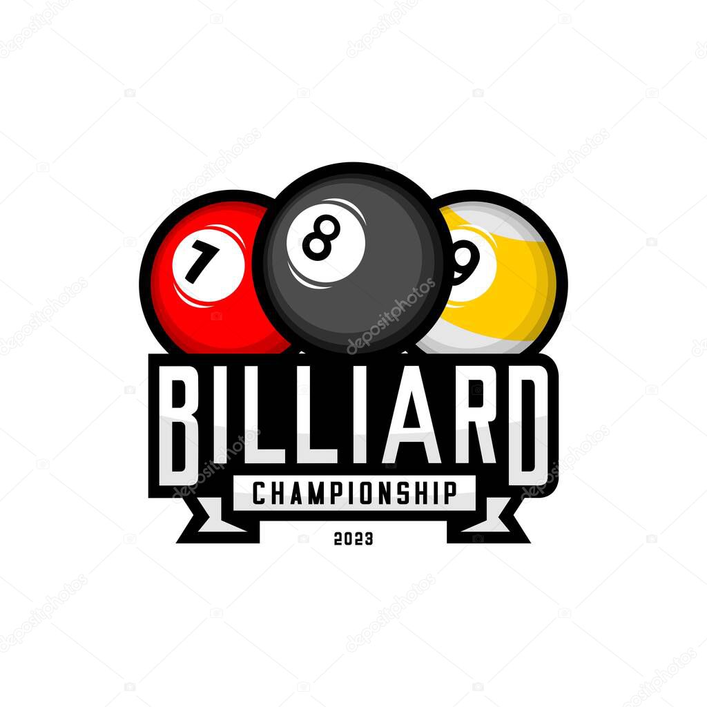 Vector illustration of billiard ball logo on white background