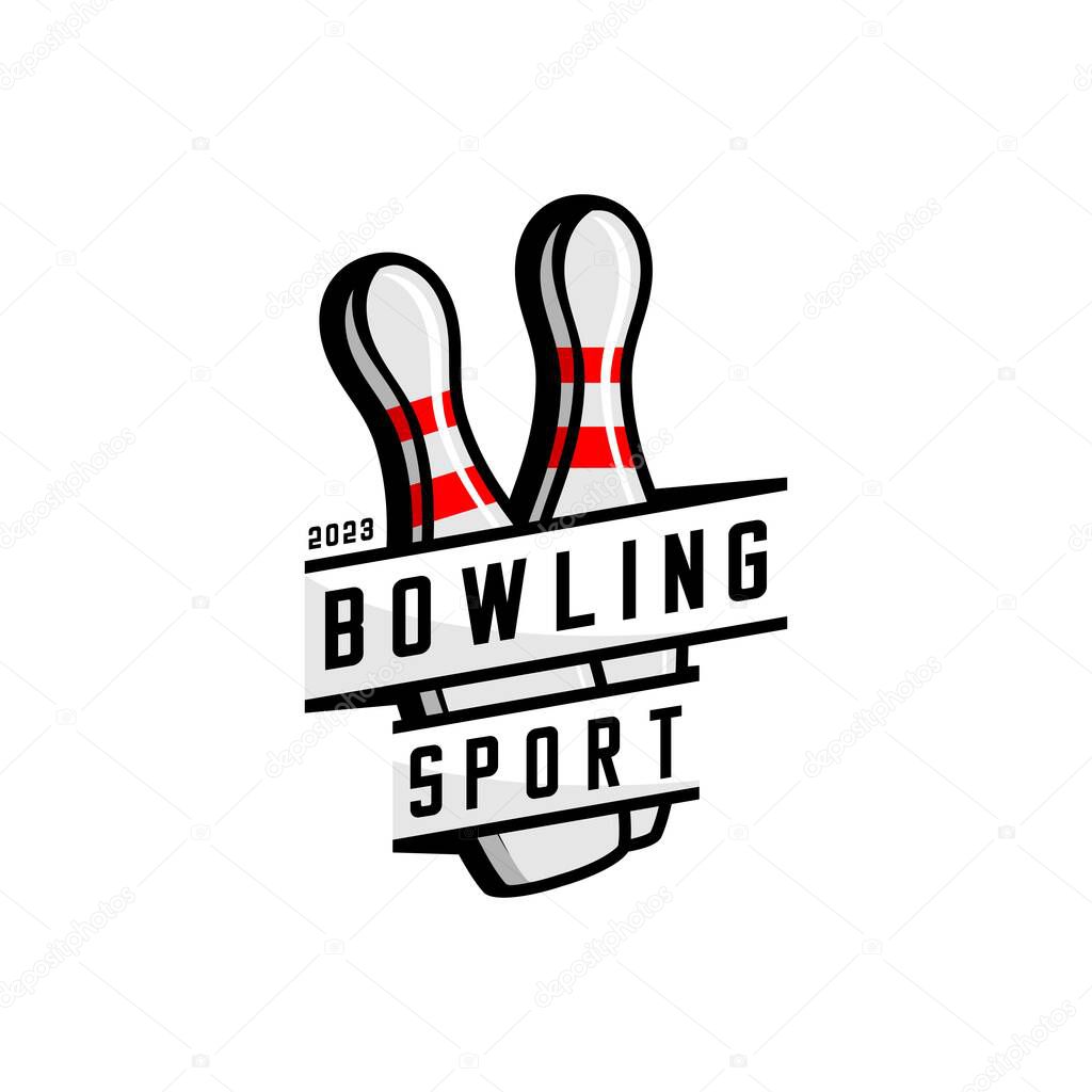 Bowling sports logo vector on white background