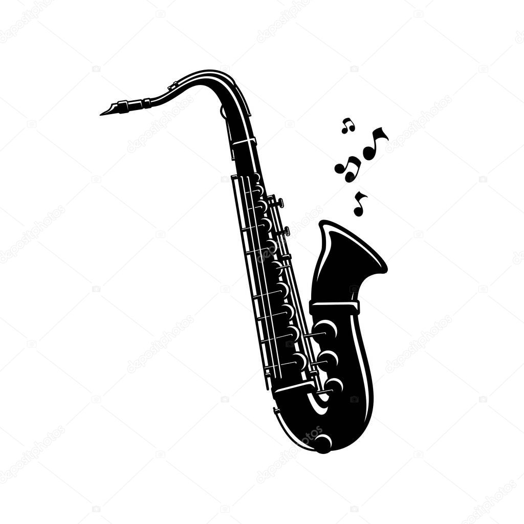 Saxophone wind instrument vector design