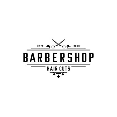 Berber dükkanı logo vektörü, makas vektörü