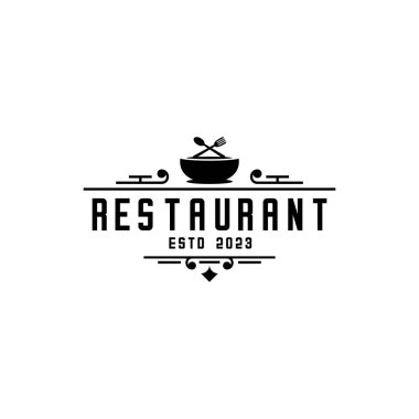Beyaz arkaplanda bir restoran logosunun vektör tasarımı