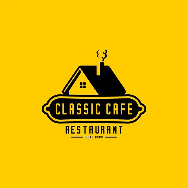 Cafe Classic Logosu Kahve Kafesi — Stok Vektör