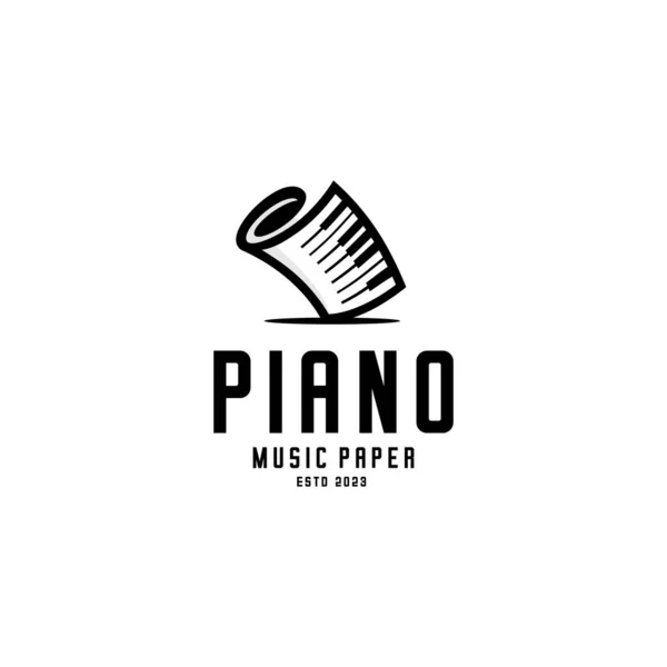 Piano Och Papper Logotyp Papper Båge Som Föreställer Ett Piano — Stock vektor