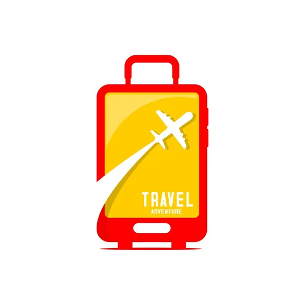 Reisevektor Bild Eines Smartphones Koffer Das Von Einem Flugzeug Durchquert — Stockvektor