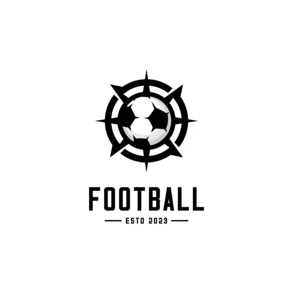 Ballon Football Vectoriel Forme Planète Annelée Logo Football Planétaire — Image vectorielle