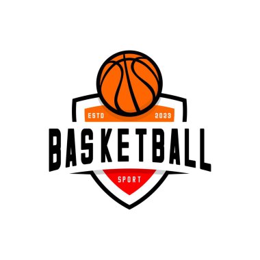 Kalkan arka planlı basketbol logosu