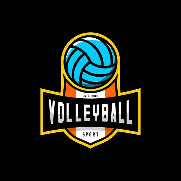 Volleybal Logo Met Schild Achtergrond Rechtenvrije Stockvectors