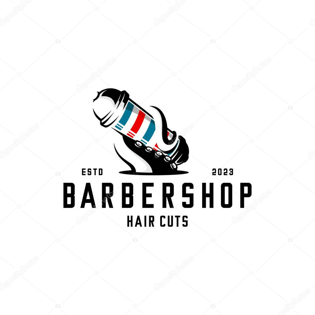 Logo of octopus tentacles wrapped around a barbershop pole