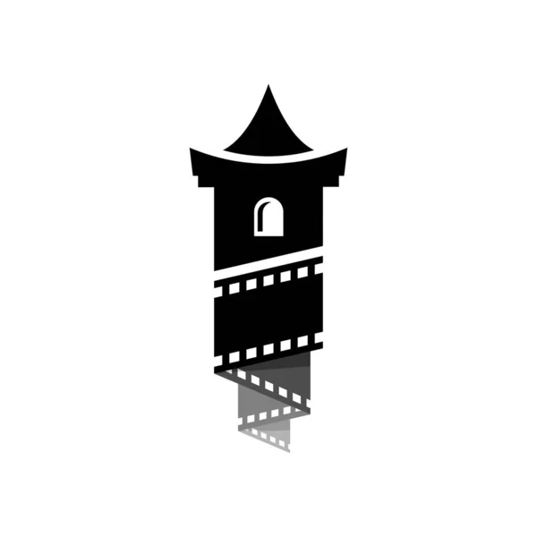 Vector Logo Bioscoop Fort Reel Film Kasteel Vector Rechtenvrije Stockvectors