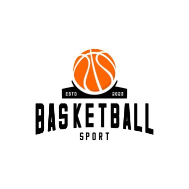 Beyaz arka planda basketbol için vektör spor logosu