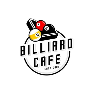 Beyaz arka planda bilardo spor logosu 