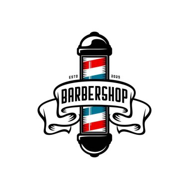 Berber dükkanı direğine sarılmış, üzerinde berber yazıyor.