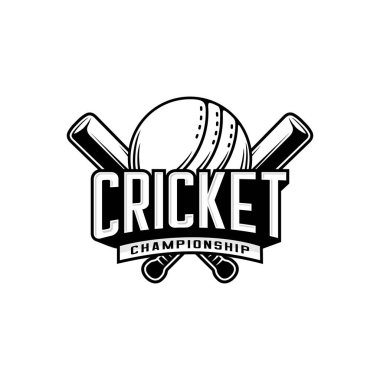 Çapraz kriket sopaları ve top, kriket logosu