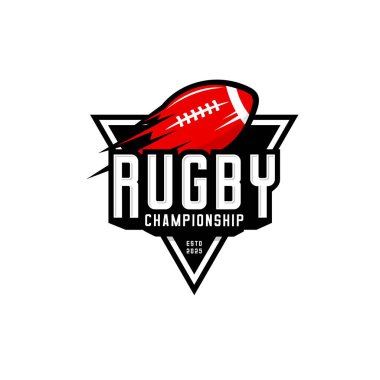 Beyaz arka planda rugby takımı spor logosu 