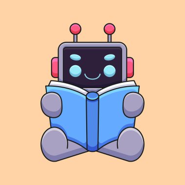 Şirin robot maskot karikatür karalama sanat el çizimi konsept vektör kawaii simge illüstrasyonu