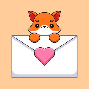 A sly yet adorable fox holds a love letter, its mischievous grin hinting at a secret message of love and affection for a special someone.