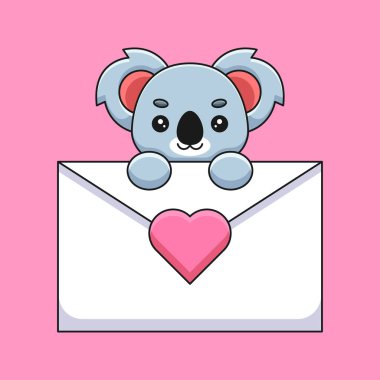 A cute and cuddly Koala holds a love letter with a heart on it, expressing their love and affection in a charming way to a special someone