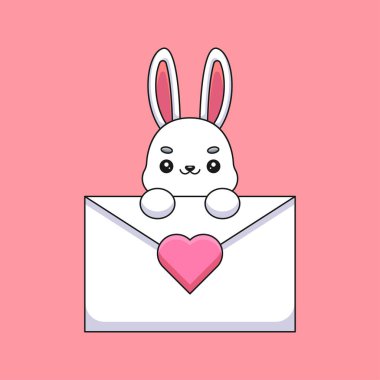An adorable and fluffy rabbit holds a love letter with a heart on it, express their love and affection in a cute and charming way to a special someone.