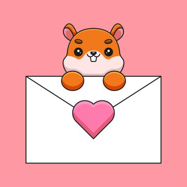A cute and nimble squirrel holds a love letter with a heart on it, express their love and affection in a playful and charming way to a special someone.