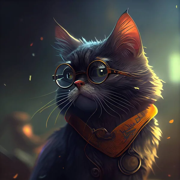 The cat with glasses is a symbol of intelligence, curiosity, and wit. This illustration represents a clever and curious companion who is always ready to learn and explore new ideas.