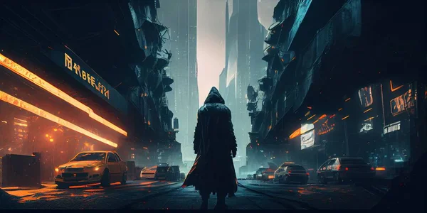 The alone man standing on city illustration is a symbol of alienation, introspection, and urban life. This illustration represents a lone figure amidst the hustle and bustle of the city