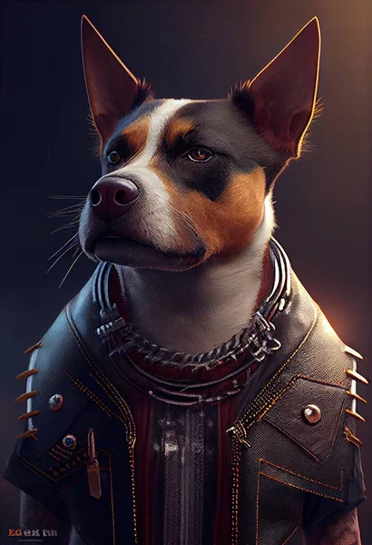 The alone badass dog wearing punk suit is a symbol of rebellion, independence, and fashion. This illustration portrays a tough and stylish dog, dressed up in punk rock gear