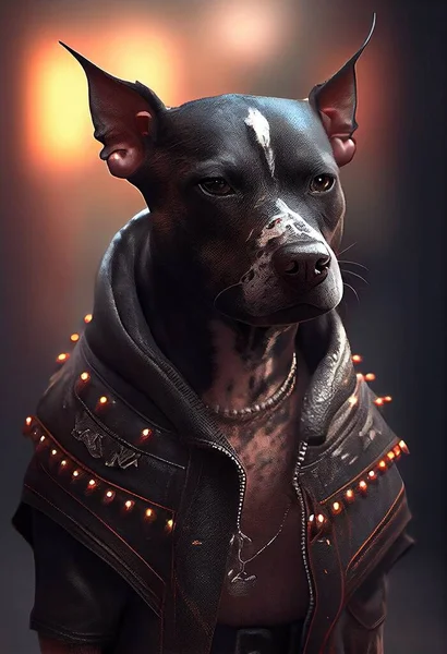 The alone badass dog wearing punk suit is a symbol of rebellion, independence, and fashion. This illustration portrays a tough and stylish dog, dressed up in punk rock gear