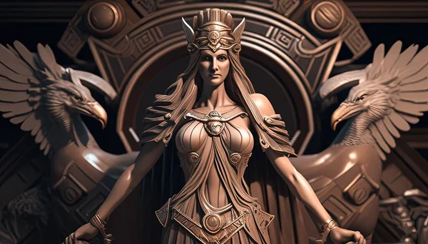 Athena, the Greek goddess of wisdom and war, illustrated