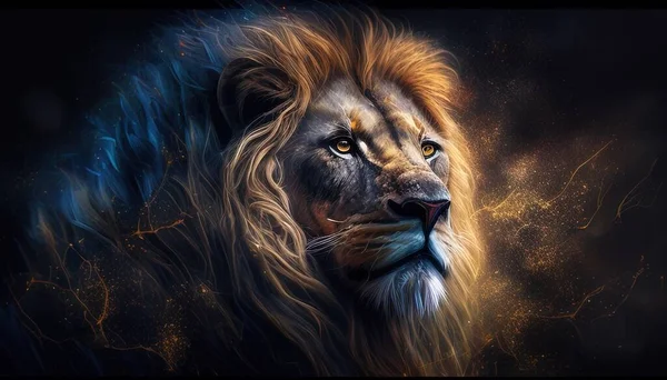 Majestic lion digital art illustration