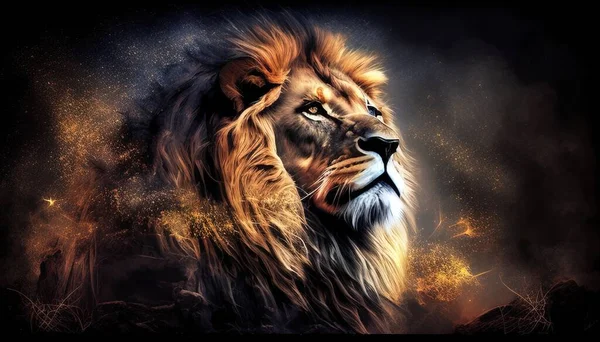 Majestic lion digital art illustration