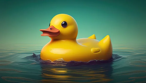 rubber duck floating digital art illustration