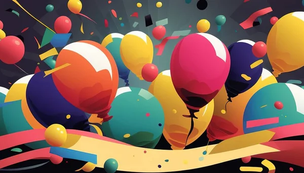 birthday balloon party digital art illustration