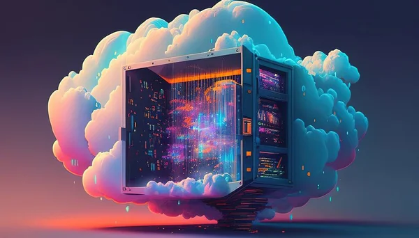 cloud computing digital art illustration