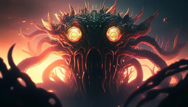 monster tentacles digital art illustration