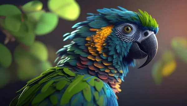 tropical parrot digital art illustration