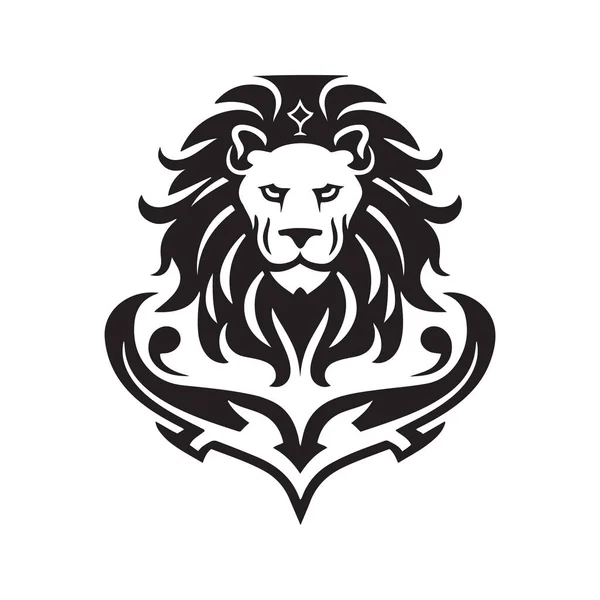 Логотип Талисмана Льва Нарисованная Вручную Иллюстрация Подходит Мбаппе Обоев Баннера — стоковый вектор