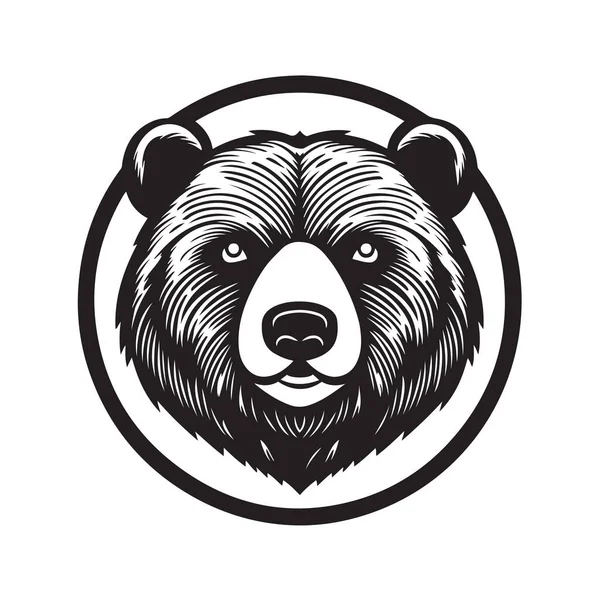 クマのマスコットロゴ手描きイラスト バナー カード ブックイラスト Tシャツデザイン ステッカー カバーなどに適しています — ストックベクタ